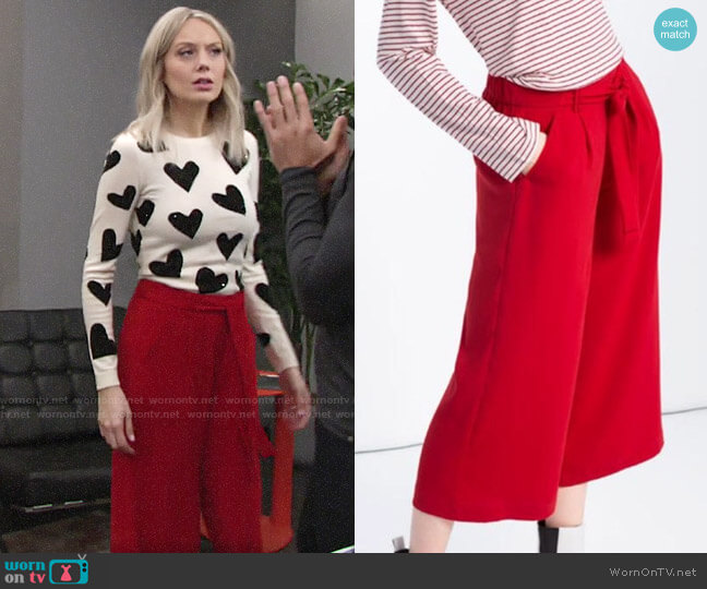 Zara Cropped Flowing Culottes worn by Abby Newman (Melissa Ordway) on The Young and the Restless