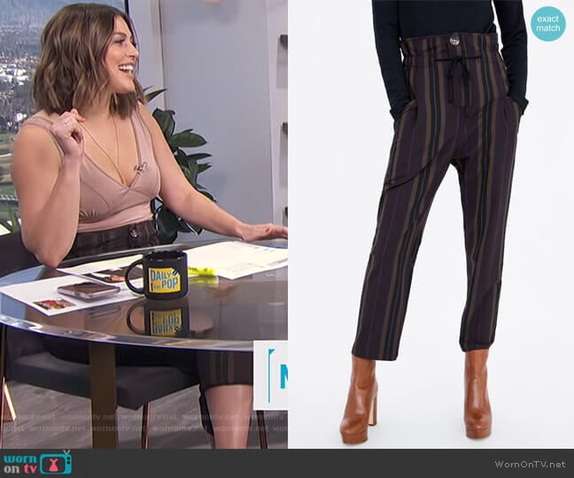 Striped Print Pants by Zara worn by Carissa Loethen Culiner on E! News