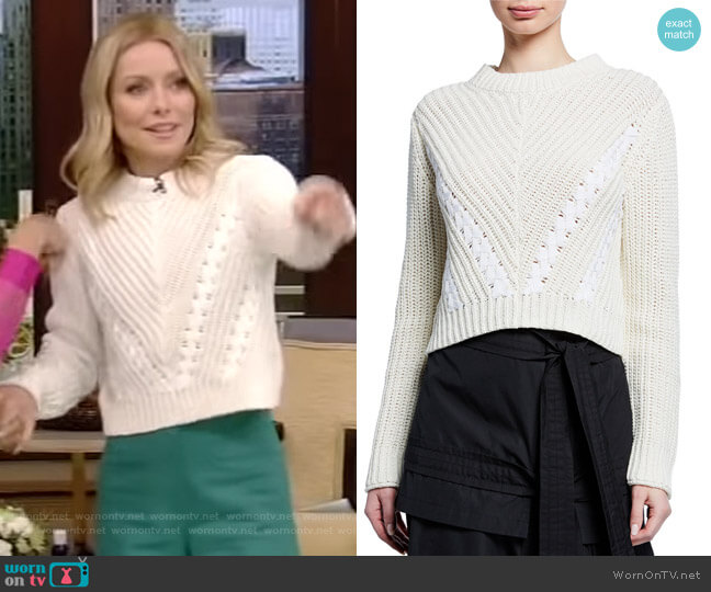 WornOnTV: Kelly’s white cropped sweater and green pants on Live with ...