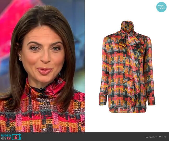 Removable Scarf Blouse by Adam Lippes worn by Bianna Golodryga on CBS Mornings