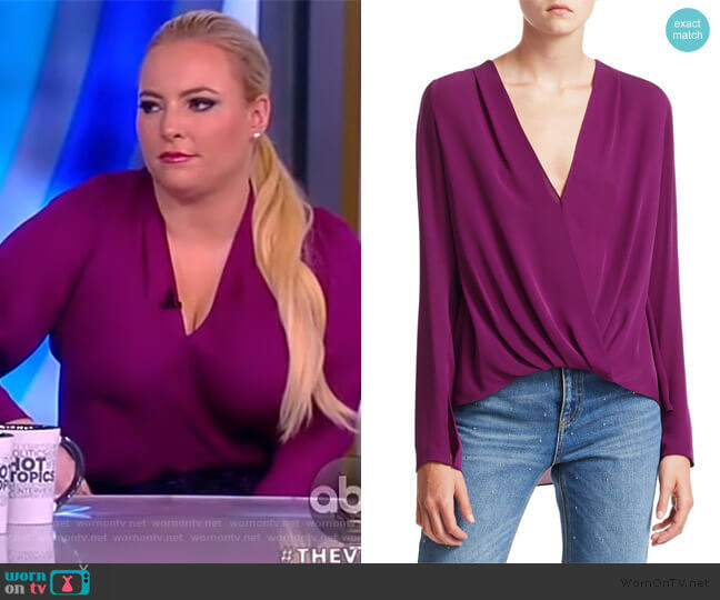 Harmon Drape V-Neck Silk Blouse by A.L.C. worn by Meghan McCain on The View...