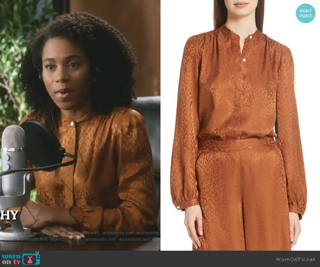 WornOnTV: Maggie’s orange leopard print blouse on Grey’s Anatomy ...