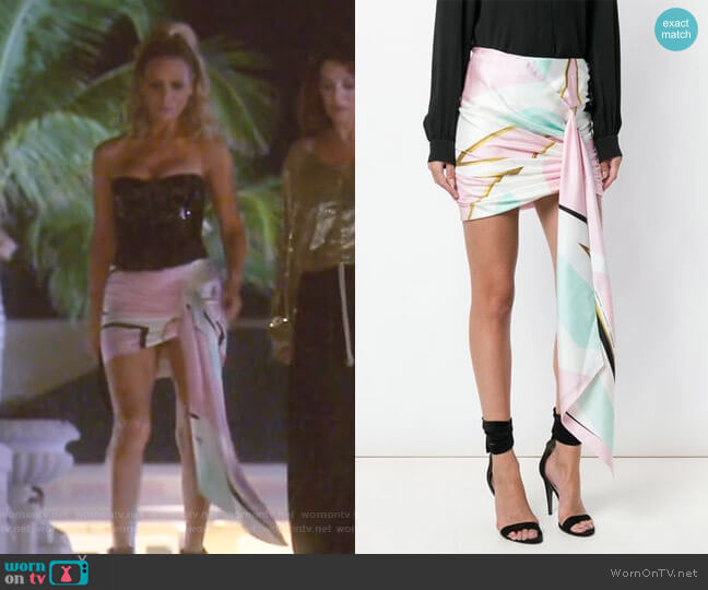 Printed Ruched Asymmetric Mini Skirt by Alexandre Vauthier worn by Dorit Kemsley on The Real Housewives of Beverly Hills