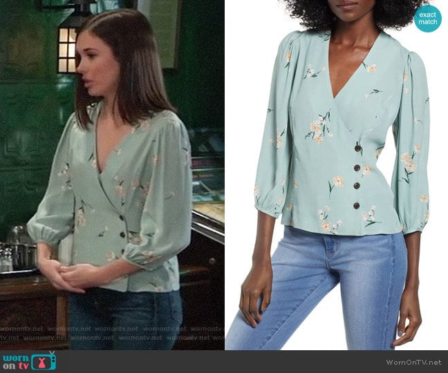 ASTR Button Wrap Top worn by Willow Tait (Katelyn MacMullen) on General Hospital