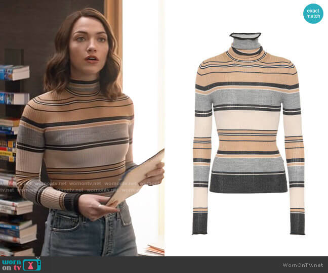 Acne Striped Turtleneck Knit Top worn by Cara Bloom (Violett Beane) on God Friended Me