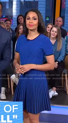 Adrienne's blue striped dress on Good Morning America