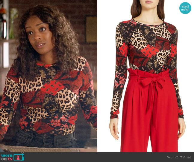 WornOnTV: Ali’s leopard patchwork print top on God Friended Me ...