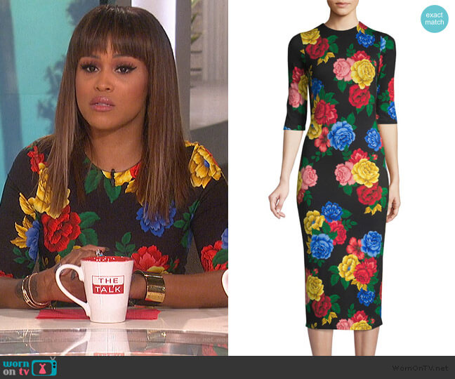 Floral Delora Dress by Alice + Olivia worn by Eve on The Talk