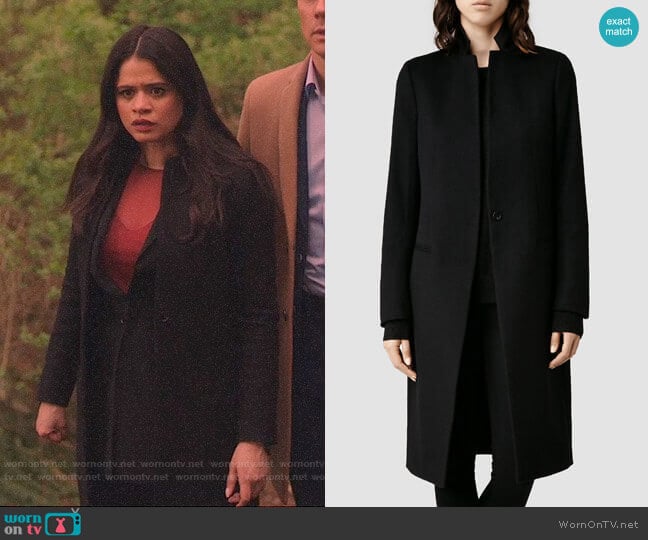 All Saints Eryn Coat worn by Mel Vera (Melonie Diaz) on Charmed