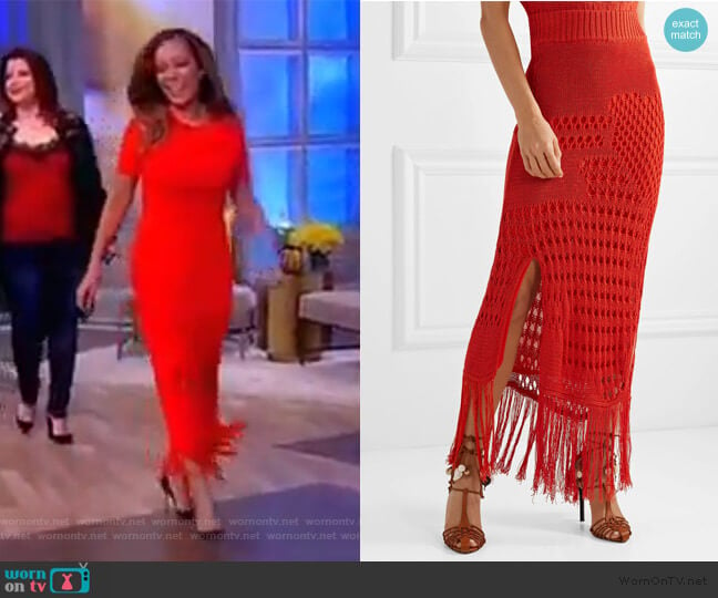 Open-Knit Midi Skirt by Altuzarra worn by Sunny Hostin on The View