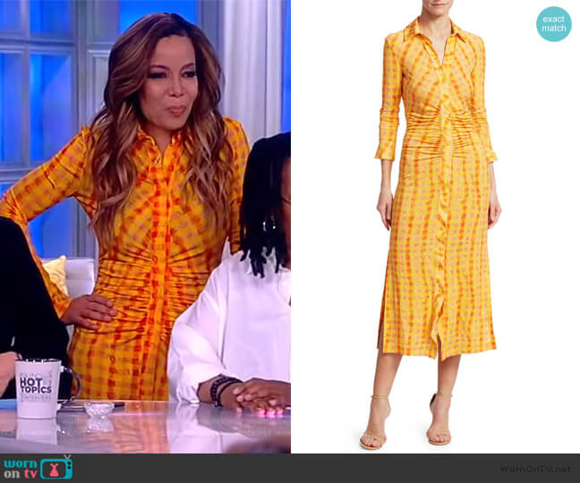 WornOnTV: Sunny’s orange ruched front dress on The View | Sunny Hostin ...