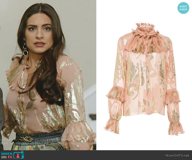 Beloved Metallic Jacquard Top by Anna Sui worn by Cristal Jennings (Daniella Alonso) on Dynasty