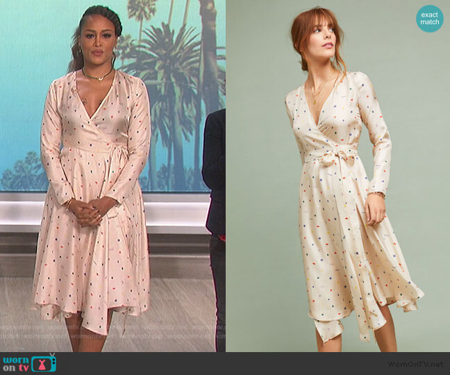 Maria Silk Wrap Dress by Anthropologie worn by Eve on The Talk