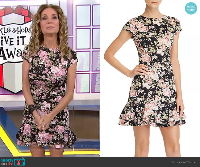 Cap-Sleeve Flounced Floral Dress by Aqua worn by Kathie Lee Gifford on Today