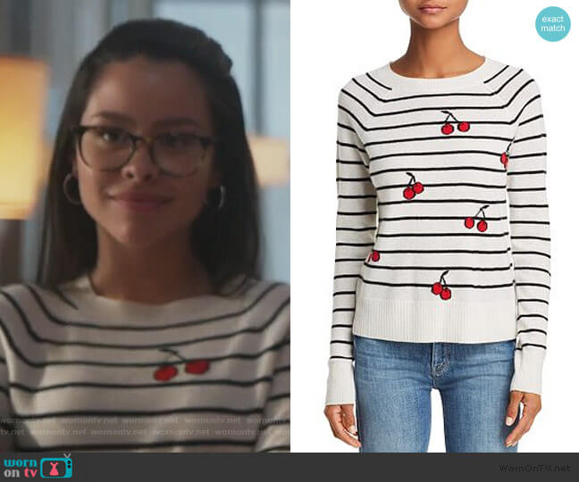 Cherry Striped Cashmere Sweater by Aqua Cashmere worn by Mariana Foster (Cierra Ramirez) on Good Trouble