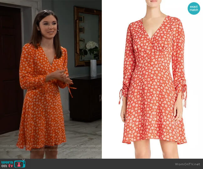 Aqua Floral Ruched Drawstring Dress worn by Willow Tait (Katelyn MacMullen) on General Hospital