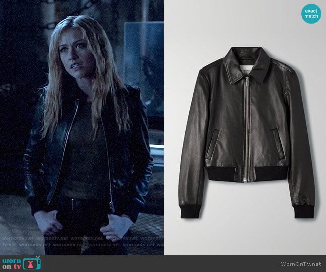 Aritzia Babaton Lou Leather Jacket worn by Mia Smoak (Katherine McNamara) on Arrow