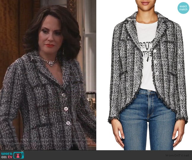 Frayed-Edge Tweed Jacket by Barneys New York worn by Karen Walker (Megan Mullally) on Will and Grace