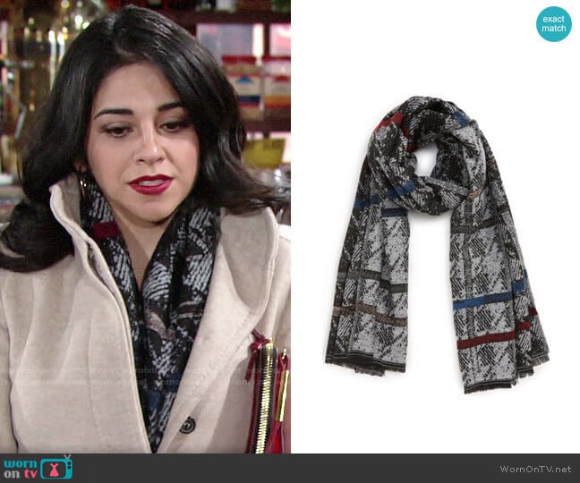 Bp. Stripe Houndstooth Scarf worn by Mia Rosales (Noemi Gonzalez) on The Young and the Restless