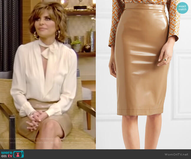 Burberry Vinyl Midi Skirt worn by Lisa Rinna on Live with Kelly and Ryan