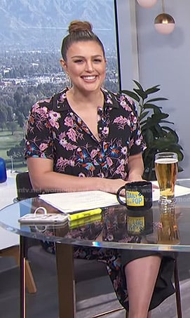 Carissa’s black floral jumpsuit on E! News Daily Pop