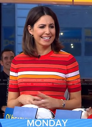 Cecilia’s red striped ribbed top on Good Morning America