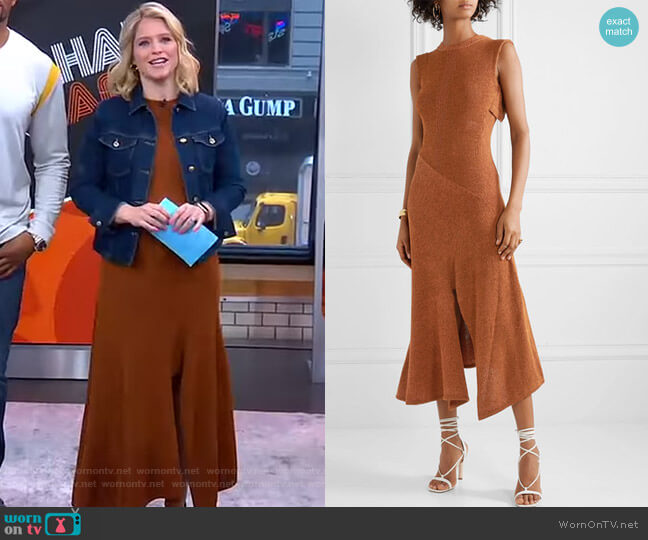 Cape-Effect Knitted Midi Dress by Chloe worn by Sara Haines on Good Morning America