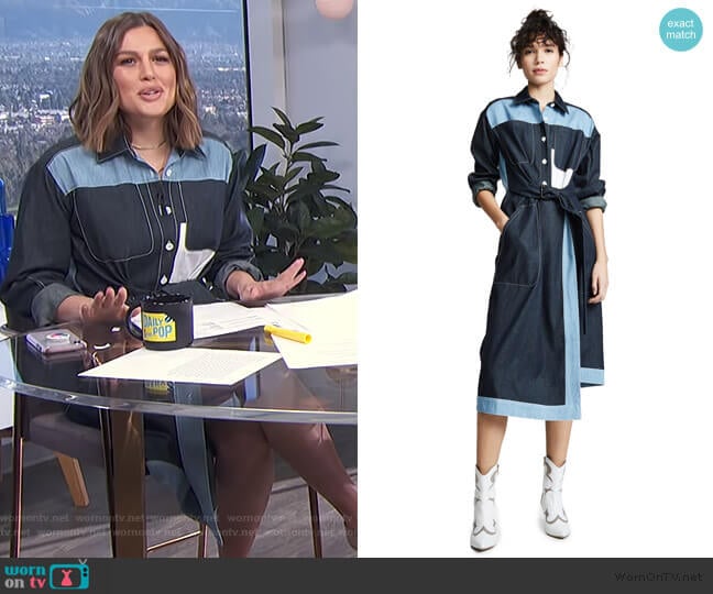 Belted Two Tone Shirtdress by Colovos worn by Carissa Loethen Culiner on E! News