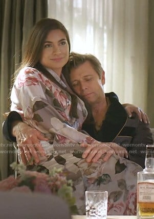 Cristal's grey rose print robe on Dynasty