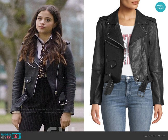 Current/Elliott The Shaina Leather Biker Jacket  worn by Maggie Vera (Sarah Jeffery) on Charmed