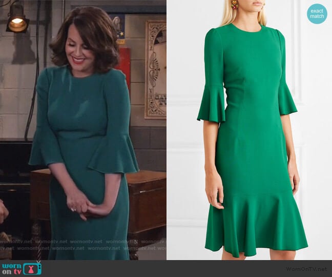 Fluted-hem cady midi-dress by Dolce & Gabbana worn by Karen Walker (Megan Mullally) on Will and Grace