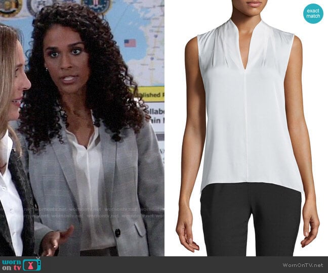 Elie Tahari Judith Blouse worn by Jordan Ashford (Briana Nicole Henry) on General Hospital