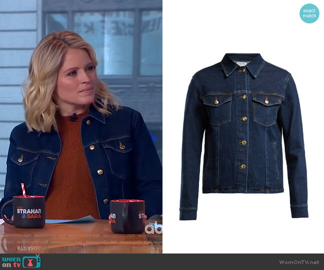 Snap Away Cotton-Blend Denim Jacket by Frame worn by Sara Haines on Good Morning America