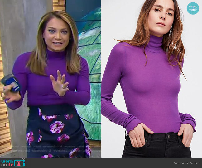 WornOnTV: Ginger’s purple turtleneck top and floral skirt on Good ...