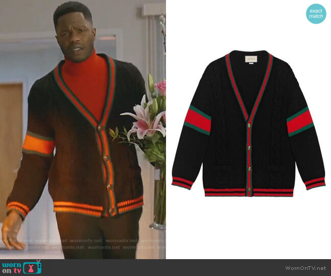 Oversize Cable Knit Cardigan by Gucci (Thanks @DCFashionFool) worn by Jeff Colby (Sam Adegoke) on Dynasty