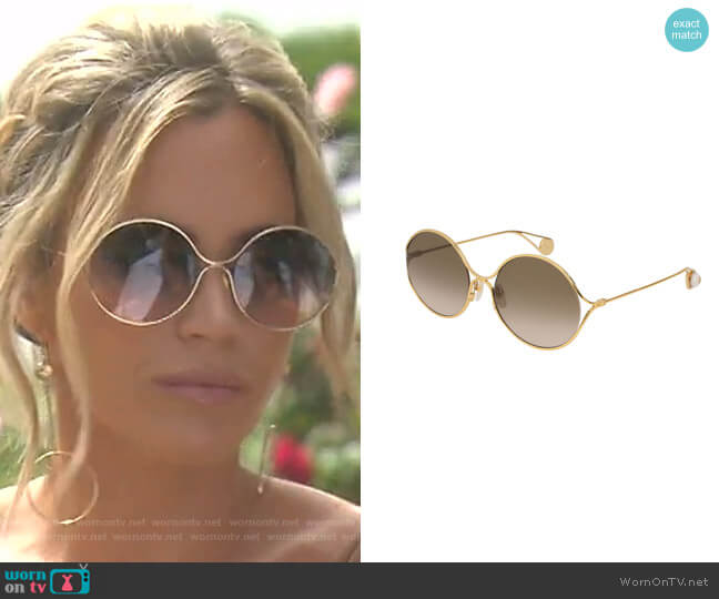Round Forked Metal Sunglasses by Gucci worn by Teddi Mellencamp Arroyave  on The Real Housewives of Beverly Hills