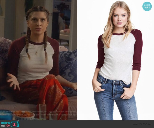 Baseball Shirt by H&M worn by Nomi Segal (Emily Arlook) on Grown-ish