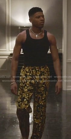 Hakeem’s black and yellow printed pants on Empire