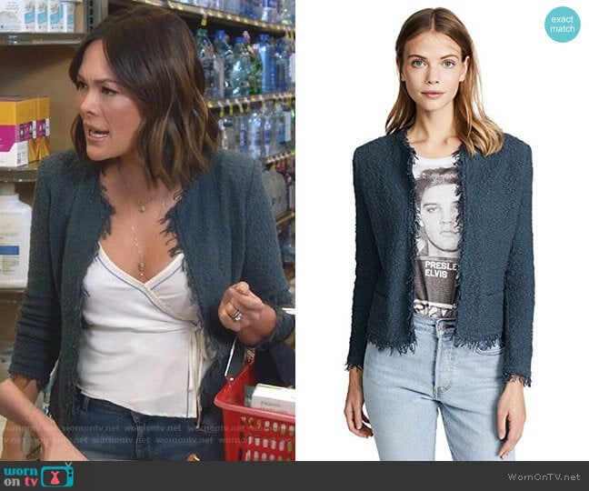 Shavani Jacket in Industrial Blue by Iro worn by Camille (Lindsay Price) on Splitting Up Together