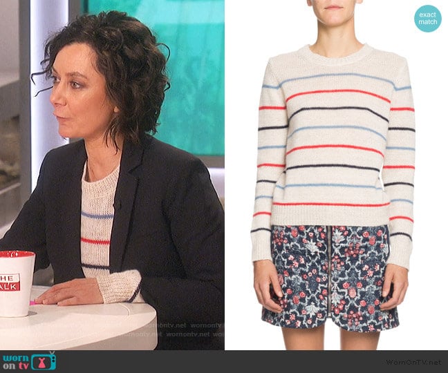 Gian Striped Alpaca-Blend Crewneck Sweater by Etoile Isabel Marant worn by Sara Gilbert on The Talk