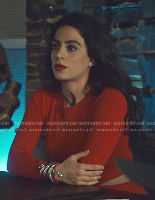 Isabelle’s red cutout bodycon dress on Shadowhunters