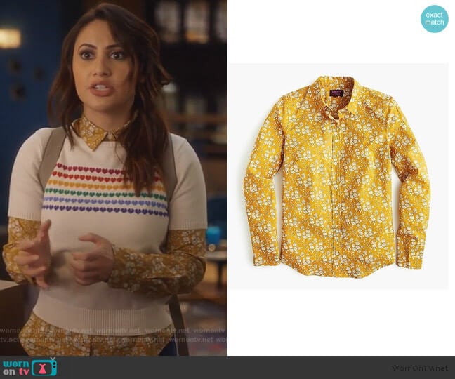 Slim perfect shirt in Liberty by J. Crew worn by Ana Torres (Francia Raisa) on Grown-ish