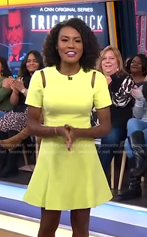 Janai’s yellow cutout mini dress on Good Morning America