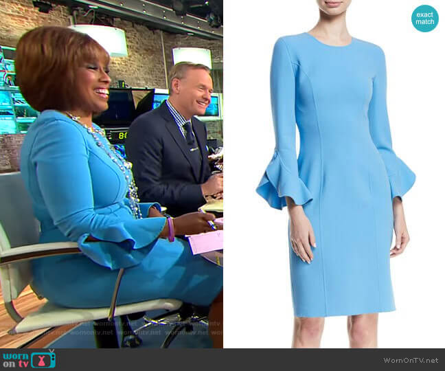WornOnTV: Gayle’s blue ruffled sleeve dress on CBS This Morning | Gayle ...