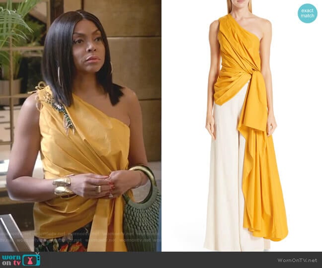 One-Shoulder Asymmetrical Stretch Poplin Top by Johanna Ortiz worn by Cookie Lyon (Taraji P. Henson) on Empire