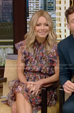 Kelly’s floral print ruffled dress on Live with Kelly and Ryan
