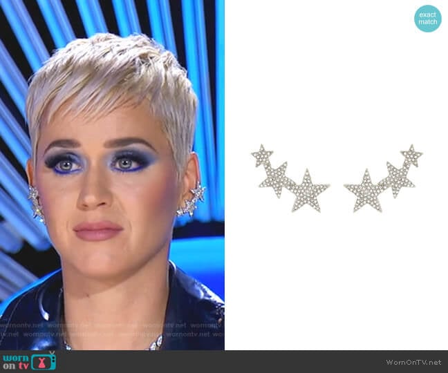 Crystal Star Clip-On Earrings by Kenneth Jay Lane worn by Katy Perry on American Idol