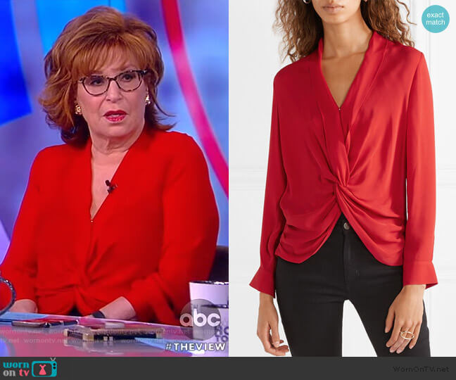 Mariposa twisted silk blouse by L'Agence worn by Joy Behar  on The View