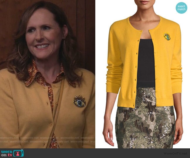 The Extra Cashmere Cardigan by Le Superbe worn by Molly Shannon on Will and Grace