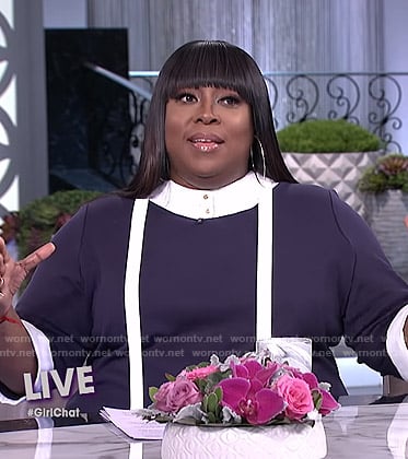 Loni’s contrast tie neck dress on The Real